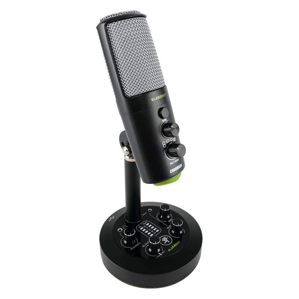 Mackie EleMent Series Chromium USB Condenser Microphone with Built-in Mixer, Mic Boom Arm Stand & Studio Headphones - Perfect for Podcasting, Streaming, Home Recording & Voice Overs