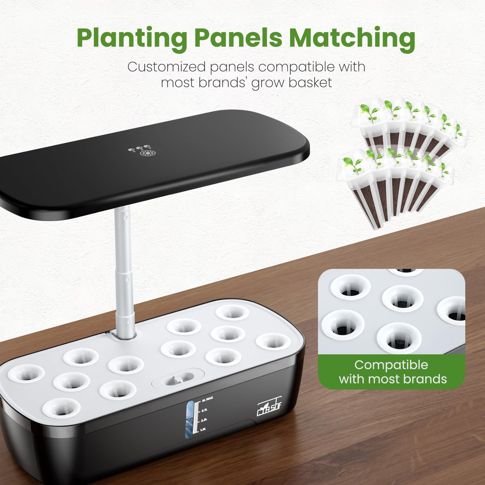 12 Pod Indoor Hydroponic Garden System with LED Grow Light - Adjustable Height up to 10.8