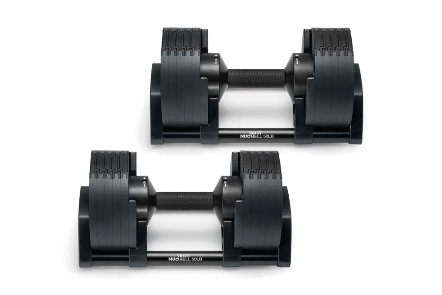 NÜOBELL 50lb Adjustable Dumbbells Set - Premium Matte Black Home Gym Weights for Strength Training & Fitness Workouts