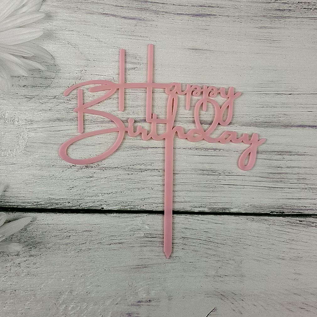 Happy Birthday Cake Topper - Pink Acrylic Party Decorations for Birthday Cakes, Cupcakes & Desserts | Perfect for Birthday Parties, Baby Showers & Special Celebrations