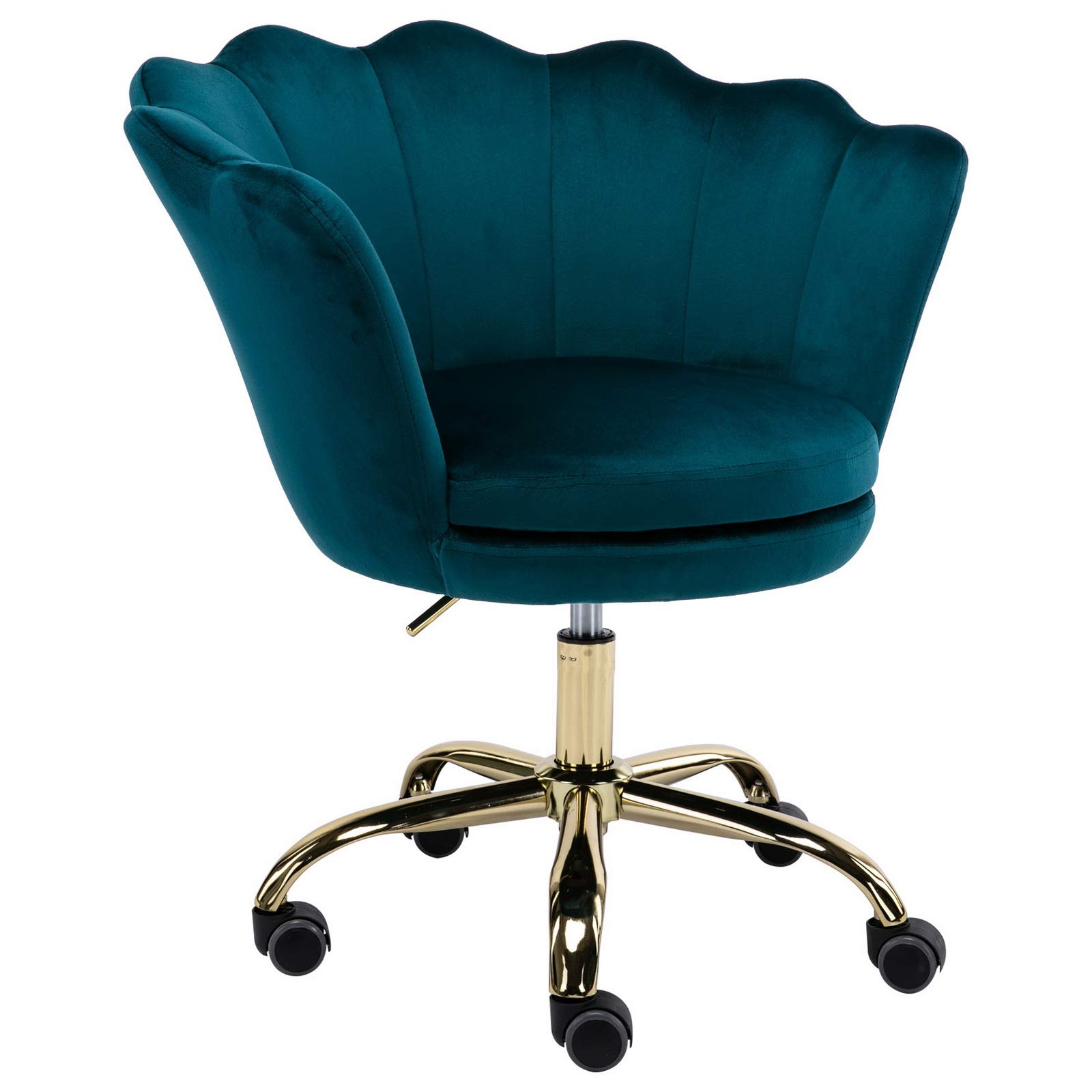 Velvet Adjustable Swivel Rolling Office Chair for Teens - Ergonomic Desk Chair with Wheels for Home Office, Bedroom & Study Room, Teal Blue - Perfect for Online Classes, Gaming & Remote Work