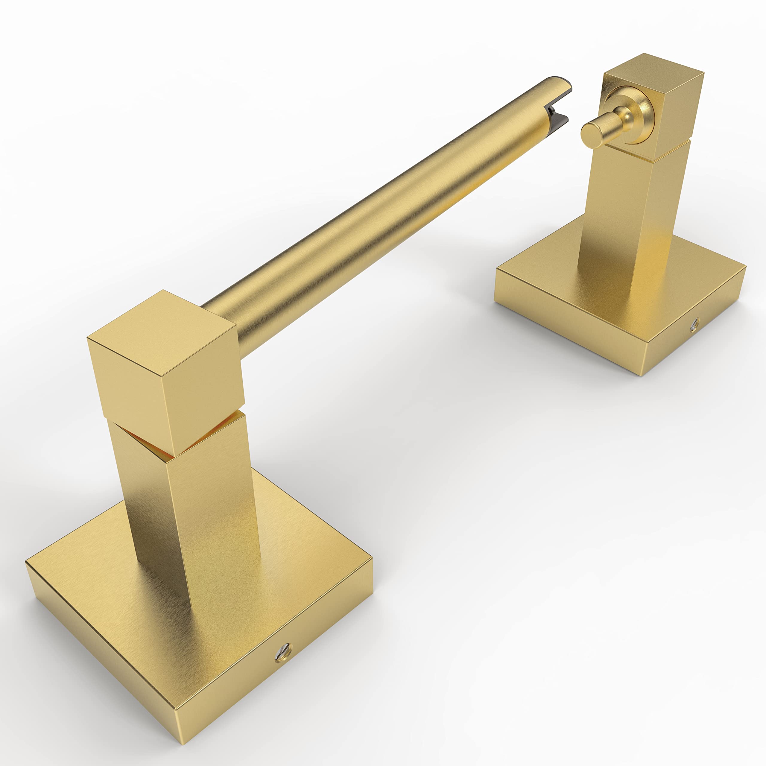 Ruacq Brushed Gold Toilet Paper Holder - Double Post Pivoting Square Tissue Roll Holder - Stainless Steel & Zinc Alloy Wall Mounted Bathroom Accessory - Perfect for Modern Homes, Apartments & Luxury Hotels