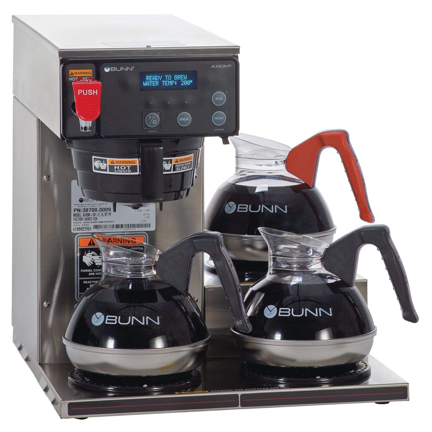 BUNN Axiom 15-3 Commercial Coffee Maker - 12 Cup Automatic Brewer with 3 Lower Warmers (Model 38700.0002) - Gray - Perfect for Offices, Restaurants & High-Volume Coffee Service