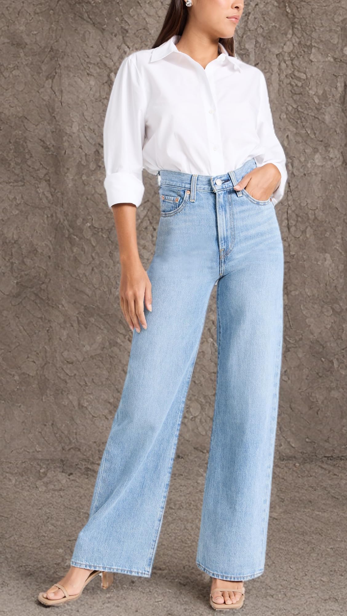 Levi's Women's Ribcage Wide Leg Jeans - High Waist Stretch Denim Pants for Casual & Chic Outfits | Perfect for Work, Date Night & Everyday Wear