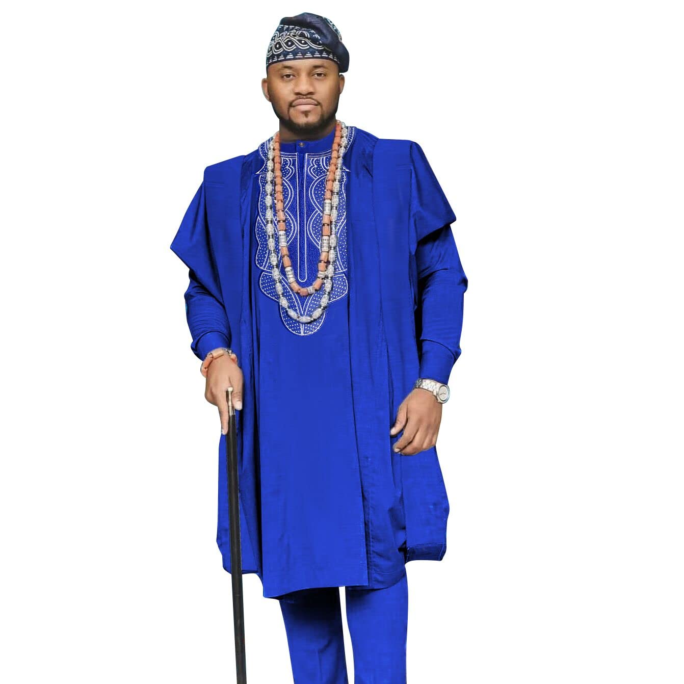 Premium HD African Attire Classic Rhinestone Agbada Suit for Men | Traditional Nigerian Wedding Outfit | Elegant Cultural Formal Wear for Special Occasions