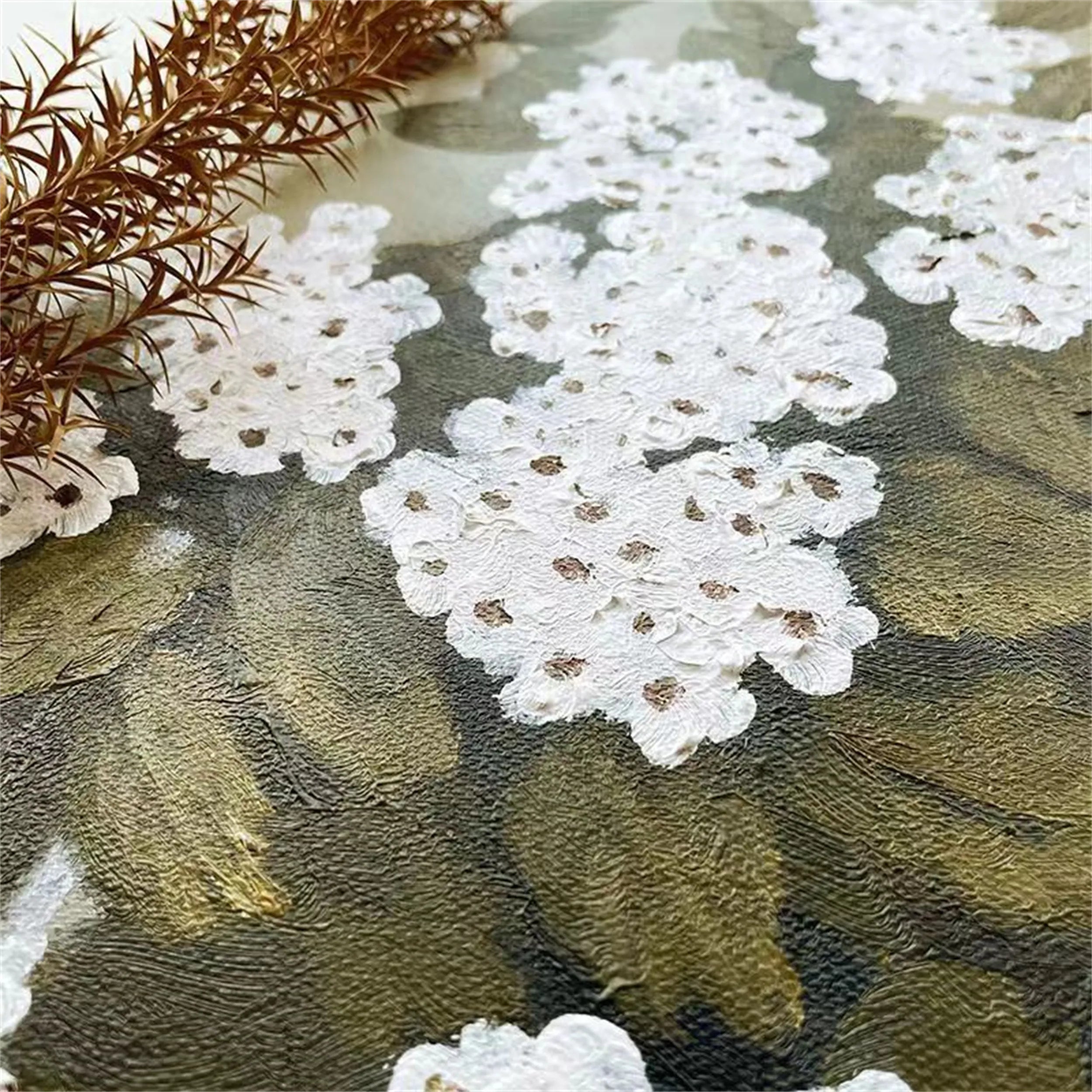Beautiful Flower and Tree Painting #FT068 - Handmade Canvas Art for Home Decor, Living Room, Bedroom & Office Wall