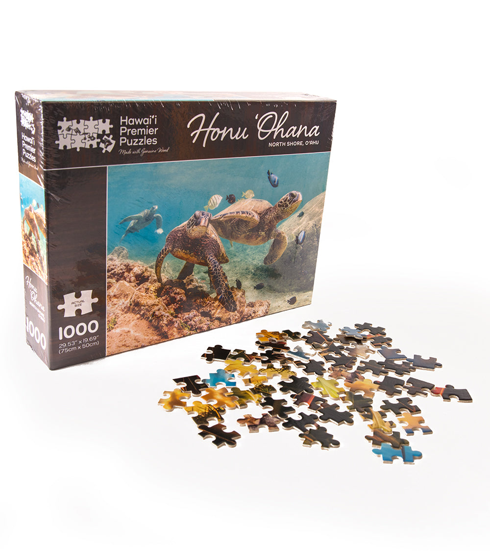 Honu Ohana Wooden Jigsaw Puzzle - 500 Piece Hawaiian Sea Turtle Puzzle for Adults & Kids - Perfect for Family Game Night, Stress Relief & Home Decor