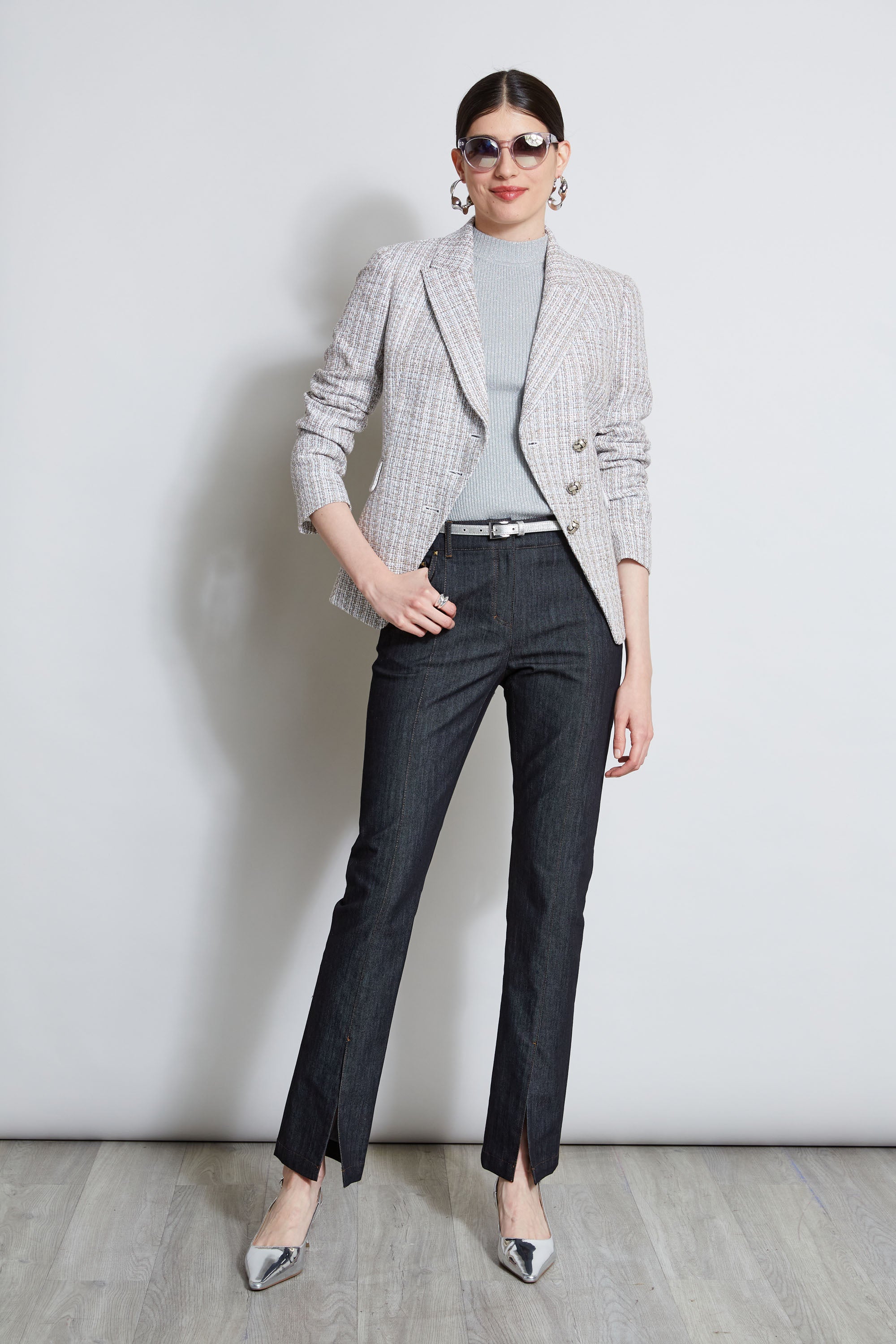 Stylish High-Waisted Denim Jeans with Front Slit Detail for Women | Trendy Ripped Skinny Jeans | Perfect for Casual Outings & Night Out Looks