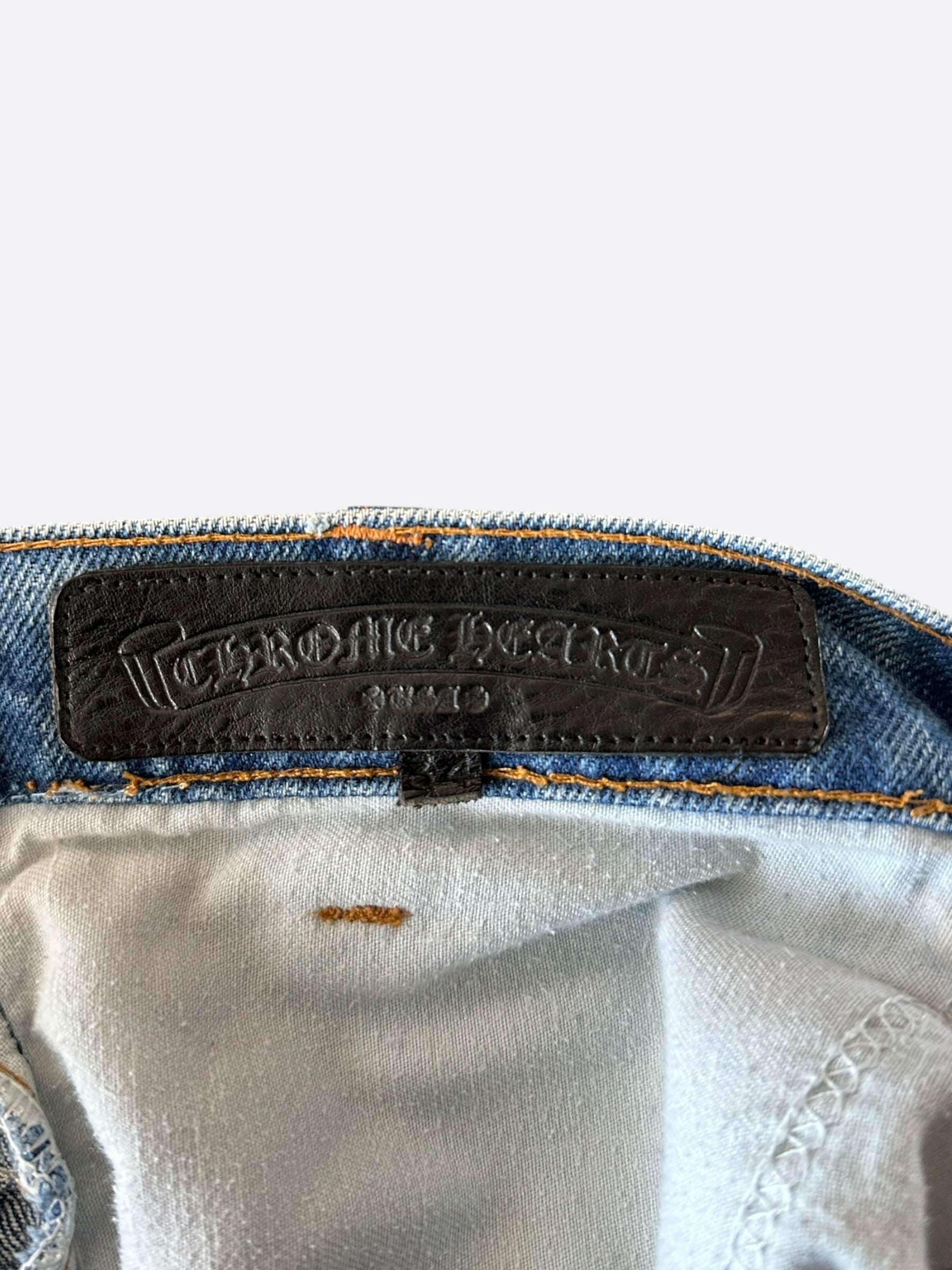 Chrome Hearts x Levi's Blue & Black Cross Patch Denim Jeans for Men - Stylish Vintage Streetwear for Casual Outfits and Night Out