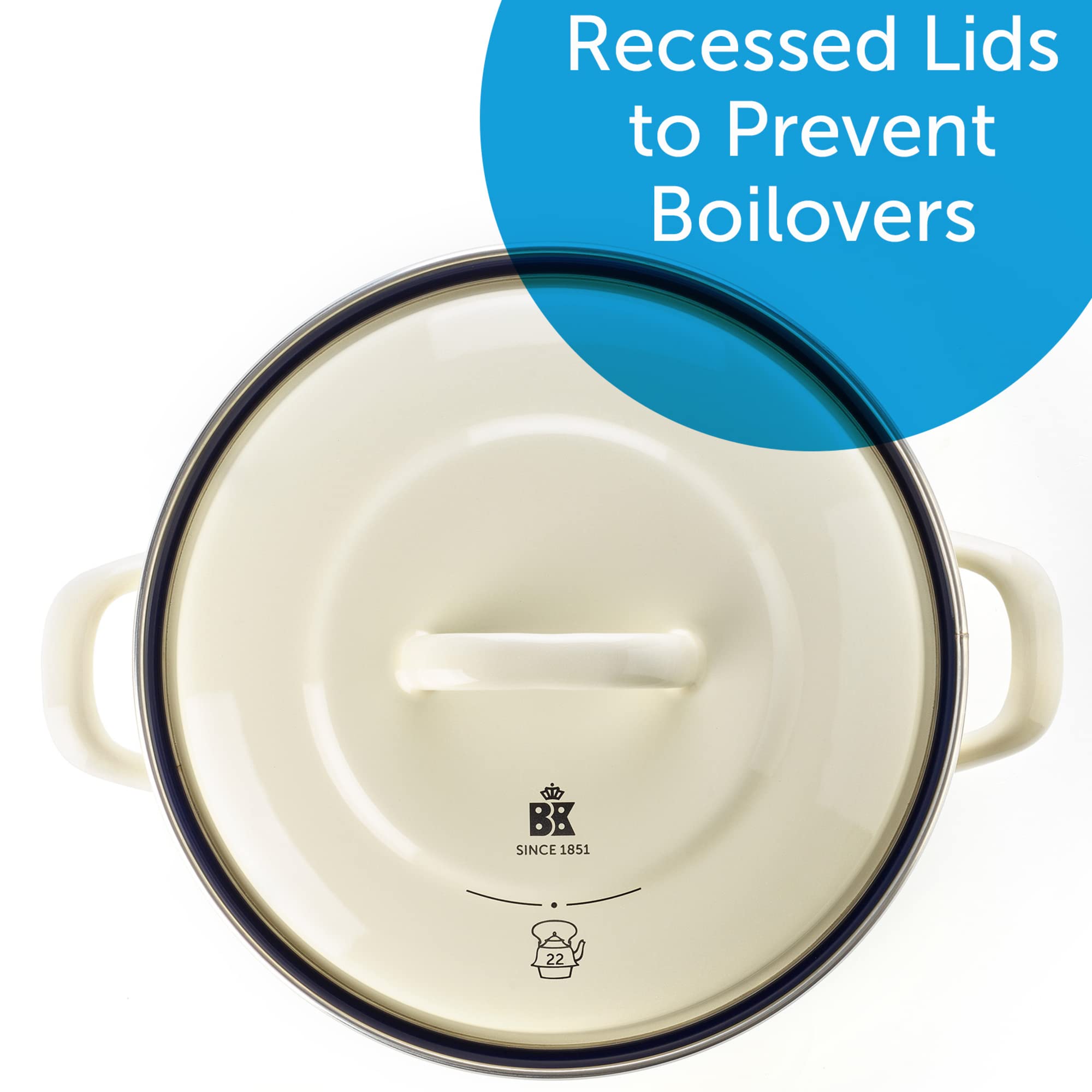 PFAS-Free Ceramic Non-Stick Coating Dutch Oven - 20cm/2.5L Round Enameled Casserole Pot with Lid - Induction, Oven & Dishwasher Safe - Cream Color - Perfect for Slow Cooking, Baking & Family Meals