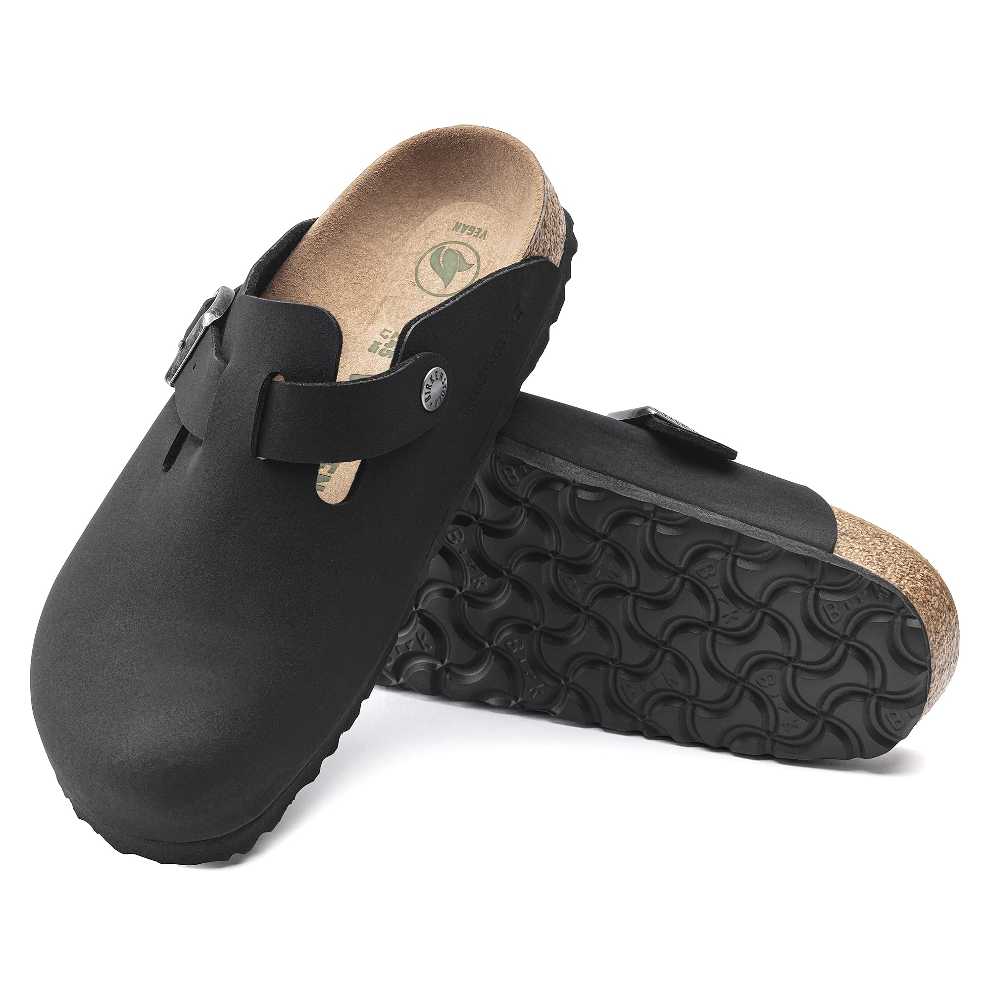 Birkenstock Boston Vegan Big Buckle Clogs for Women - Black (EU 36) | Comfortable Slip-On Shoes for Home, Office & Casual Wear