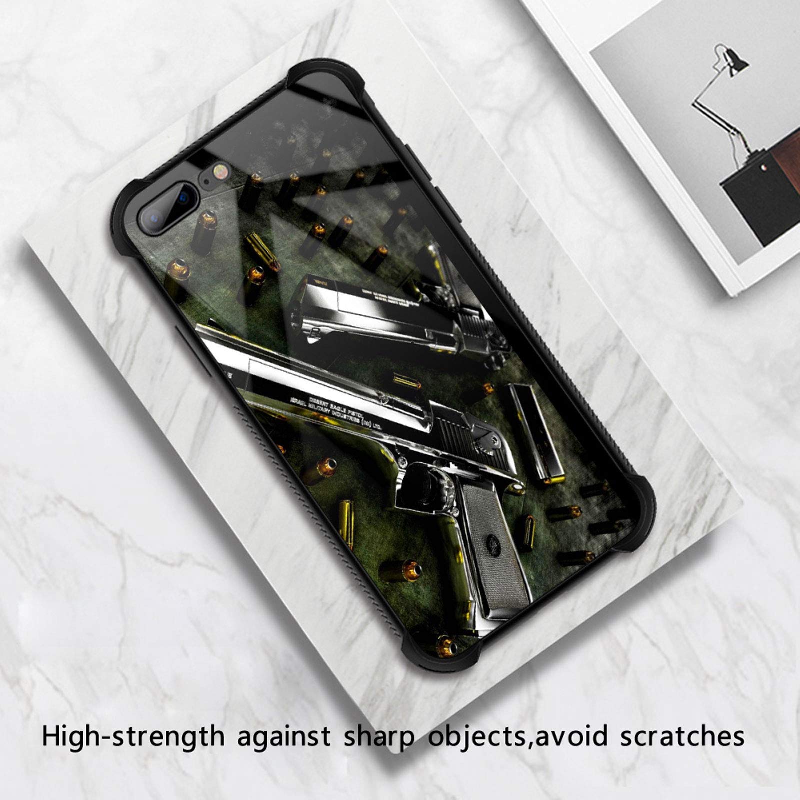 Shockproof iPhone 8/SE 2020 Case with Gun & Bullet Design - Anti-Scratch Hard PC Back Cover for Girls | Perfect for School, Work & Outdoor Protection