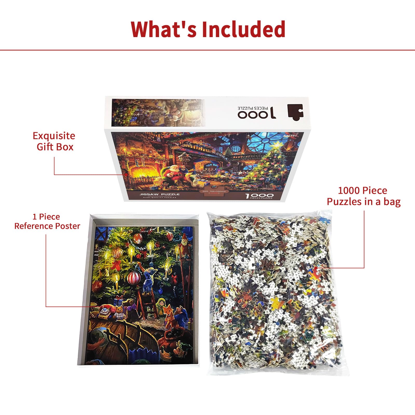 1000 Piece Christmas Jigsaw Puzzle for Adults & Teens - Santa Claus & Winter Village Scene - Premium Oil Painting Style Puzzle - Perfect for Family Game Night & Holiday Decor