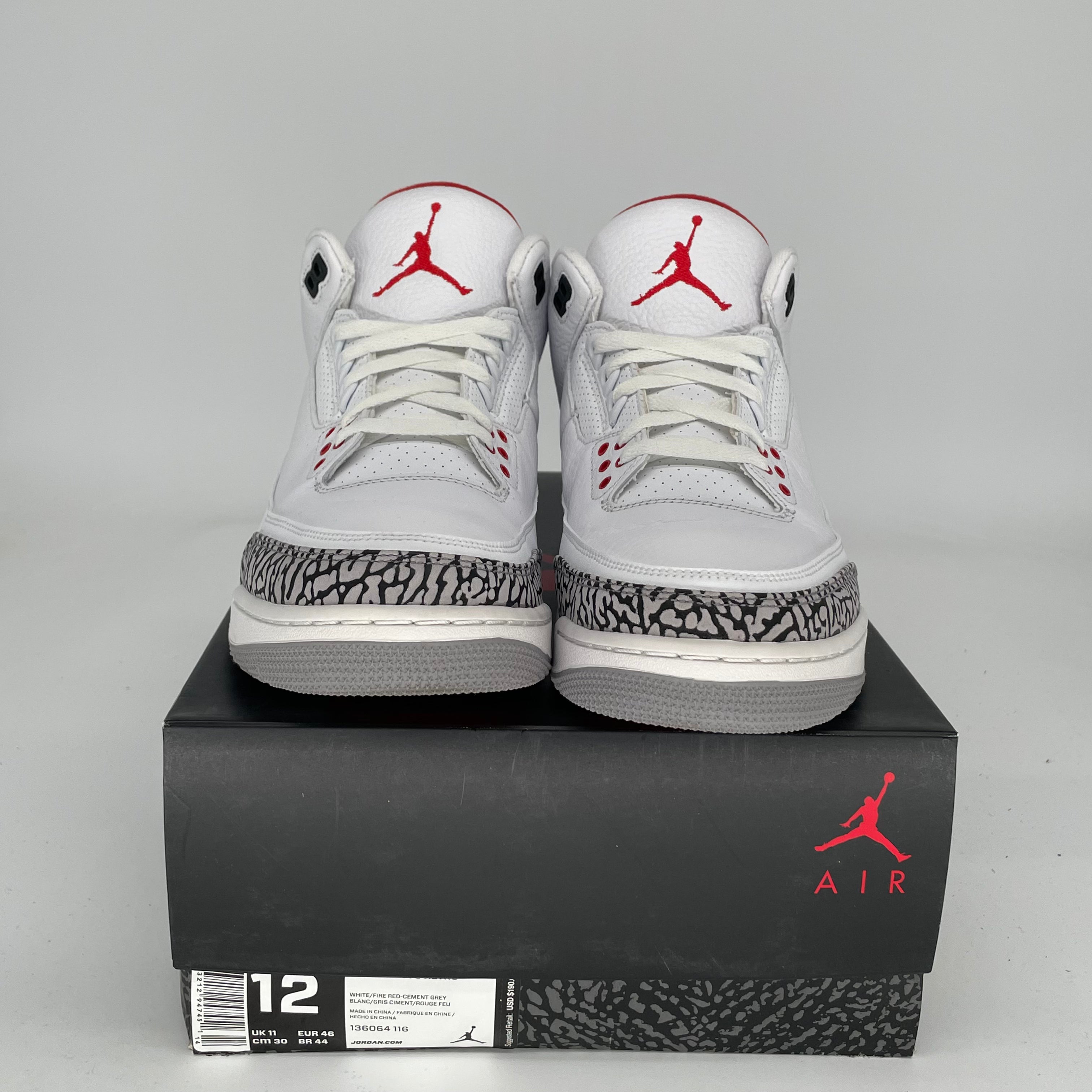 Original Air Jordan 3 Retro 'Hall of Fame' Basketball Shoes - Men's Size 12 (136064-116) - Perfect for Sneaker Collectors & Casual Wear