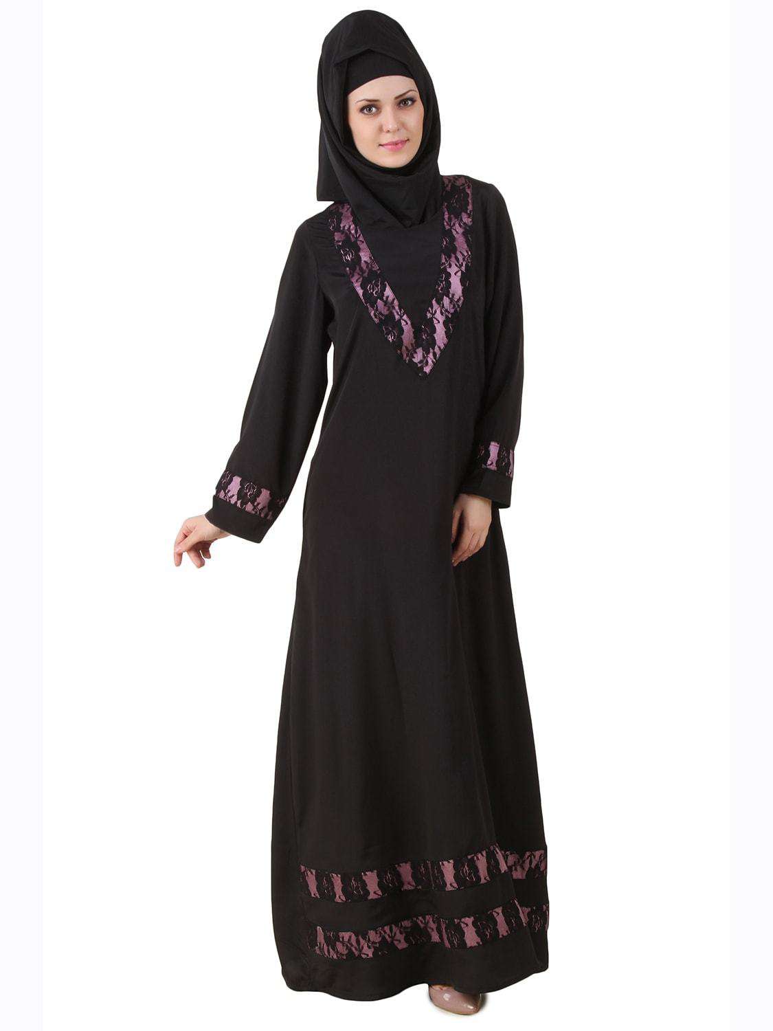 Amala Black Nida Abaya - Elegant Muslim Prayer Dress for Women | Perfect for Islamic Prayer, Mosque, and Special Occasions