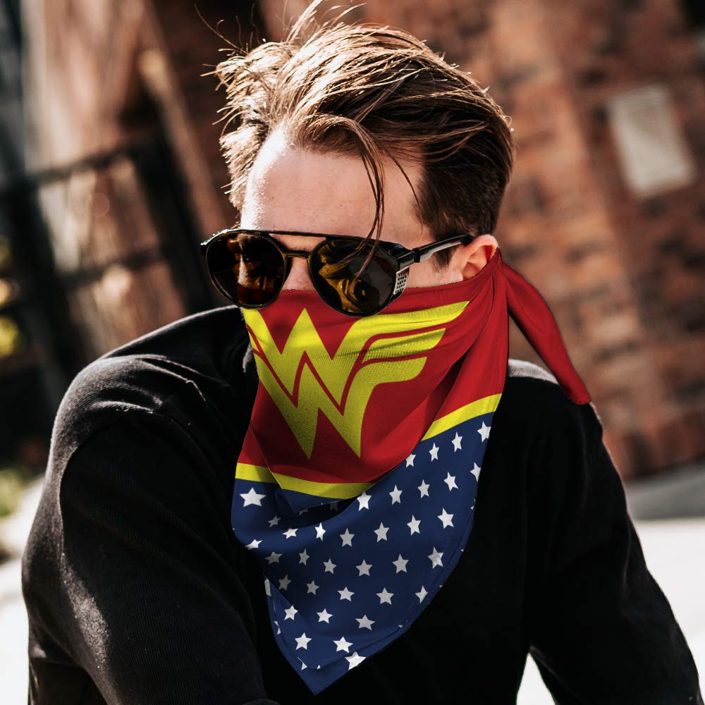 Wonder Woman Star Bandana - Red, Yellow, Blue & White - DC Comics Unisex Scarf for Women & Men - Perfect for Cosplay, Comic Con & Superhero Fans