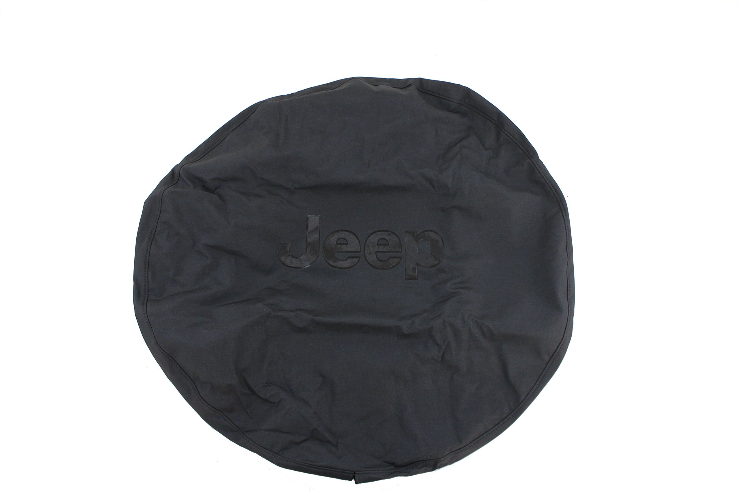 Genuine Jeep 82209949AB Spare Tire Cover with Black Jeep Logo - Durable Cloth Material for Wrangler & Cherokee Off-Road Protection