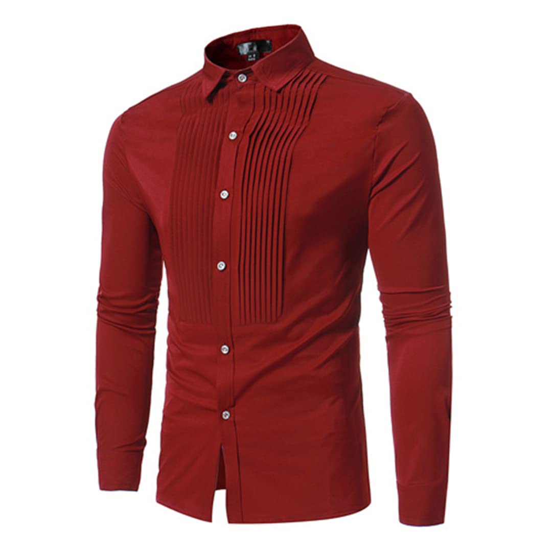 Men's Slim Fit Long Sleeve Button Down Dress Shirts - Formal Wedding & Casual Office Wear - Perfect for Groom, Business Attire & Smart Casual Occasions