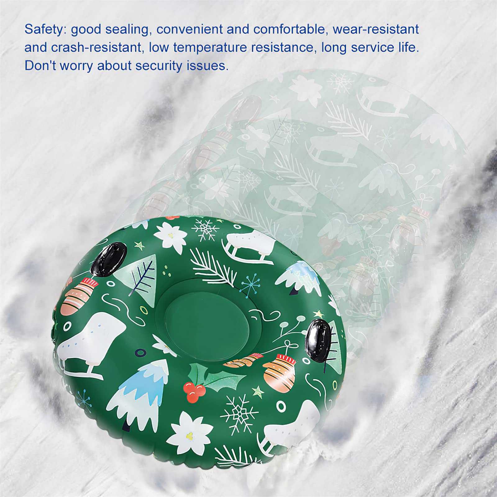 Inflatable Snow Tube with Handle - Durable for Kids & Adults - Winter Sledding Fun