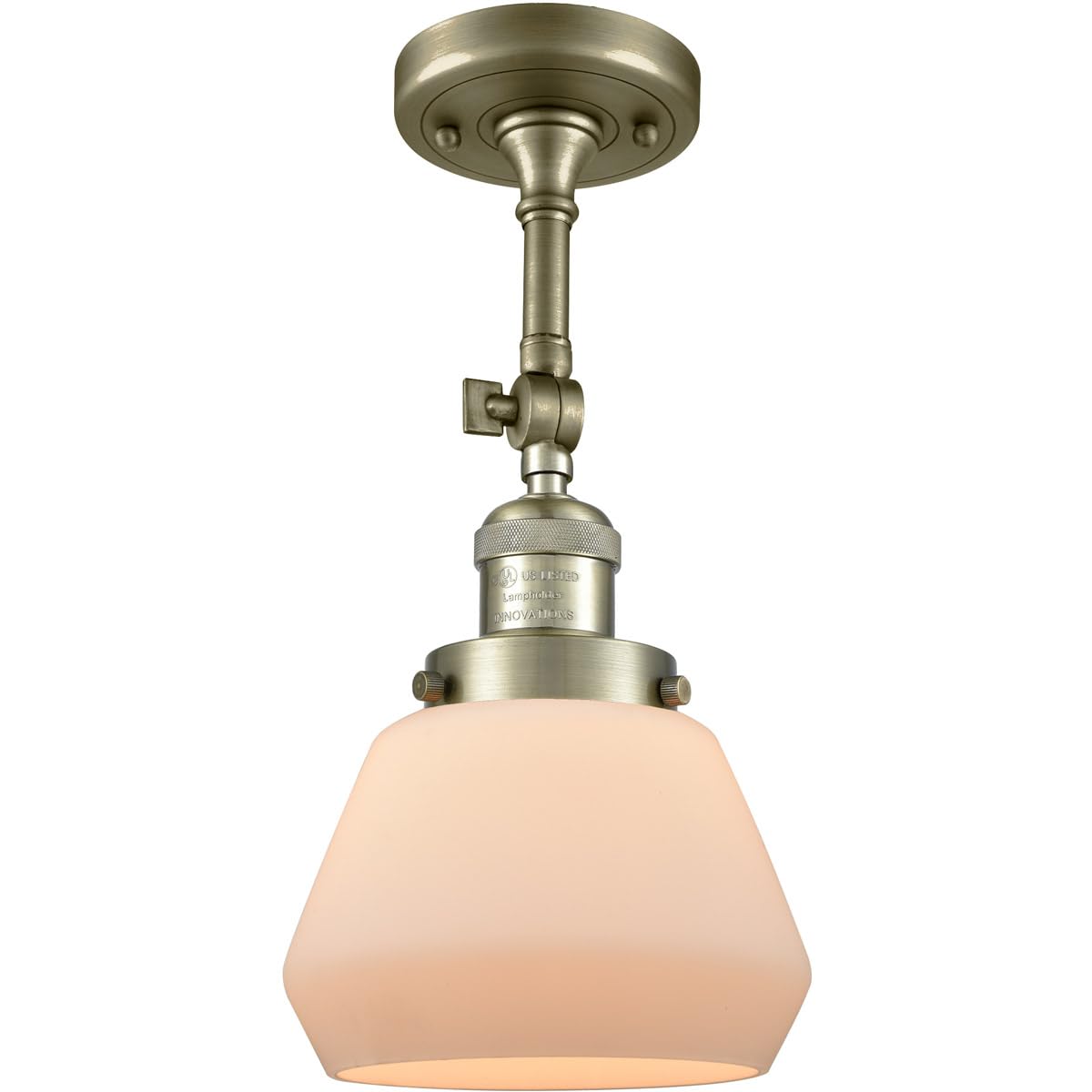 Innovations 201F-AB-G171-LED Semi-Flush Mount Ceiling Light Fixture - Antique Brass Finish, Energy Efficient LED Lighting for Bedroom, Hallway & Kitchen