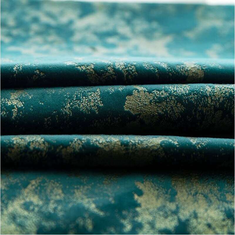 Luxury Golden Textured Velvet Curtains - T.B. London Green Blackout Drapes for Living Room & Bedroom, Thermal Insulated Window Treatments for Home Decor