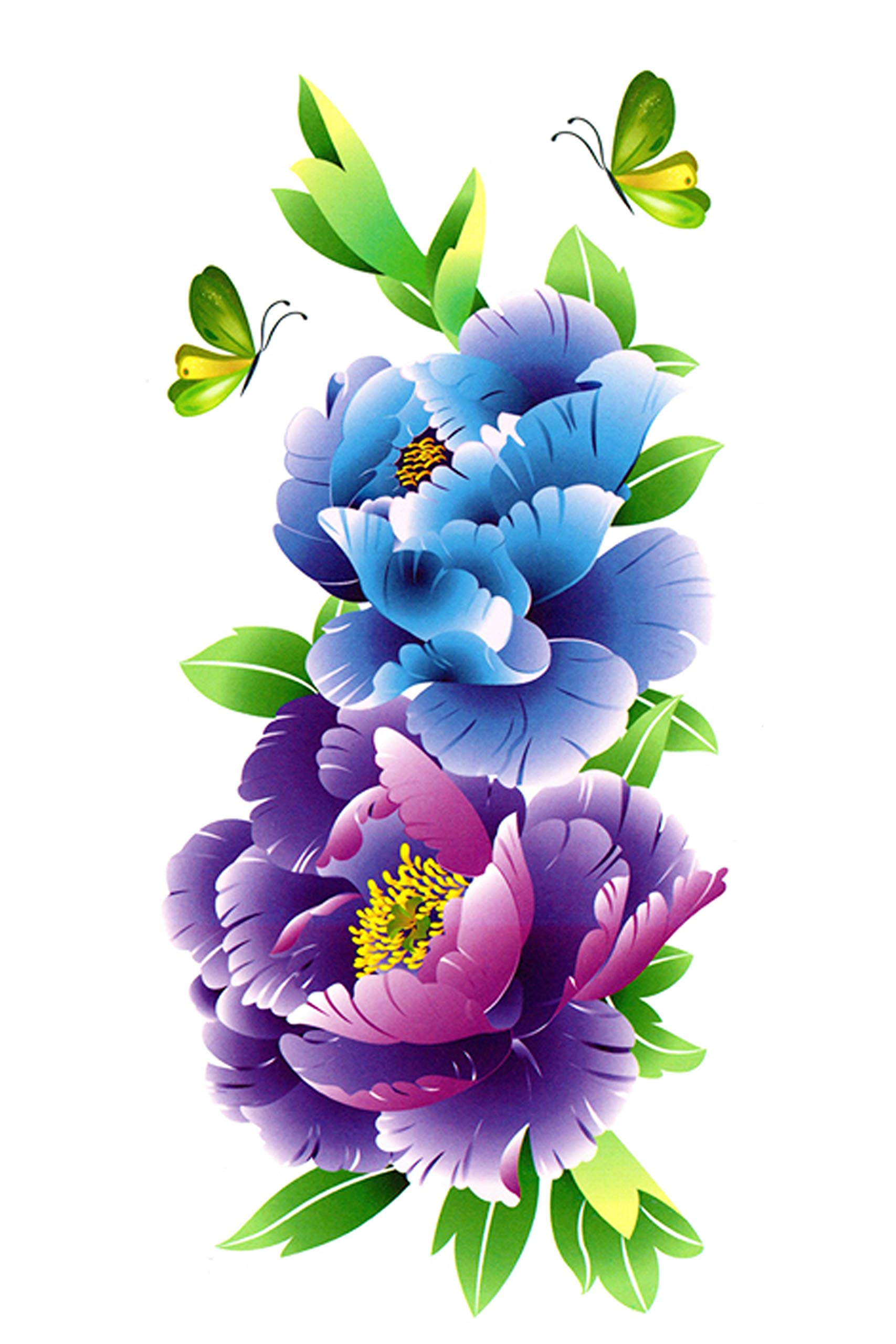 3D Temporary Tattoo Stickers for Men & Women - Waterproof Fake Tattoos with Flowers, Butterflies, Stars & Angel Designs - Dark Desire & Honeymoon Collection - Realistic Body Art (19x9cm) - Perfect for Parties, Halloween, Cosplay & Festival Body Decorations