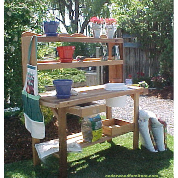 Sturdy Gardeners Bench with Drawer, Towel Bar & Side Bins - Perfect for Outdoor Gardening, Potting & Organizing Tools