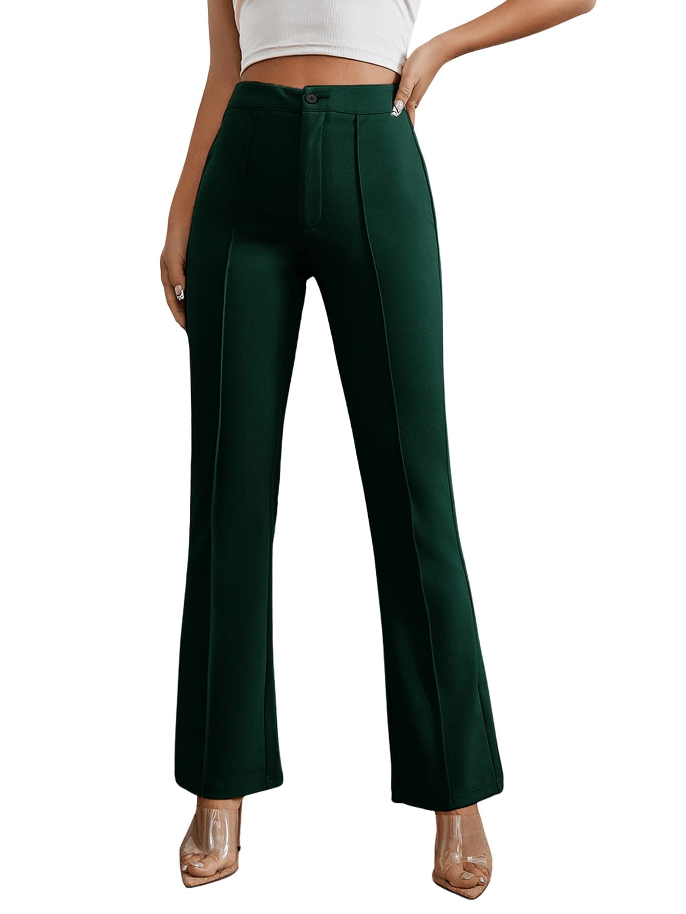 SweatyRocks Women's High Waist Flare Leg Pants - Elegant Office Work Trousers for Business Casual & Professional Wear