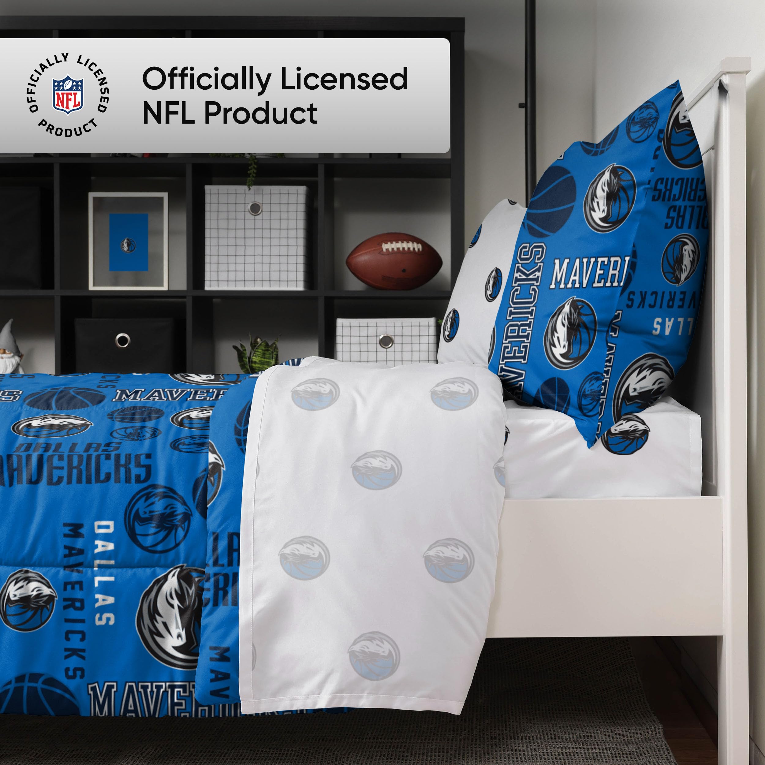 FOCO NFL Team Logo 3-Piece Comforter Set - Full/Queen Size Bed in a Bag with Pillow Shams - Official Licensed Football Bedding for Fans | Perfect for Game Day, Dorm Rooms & Sports Themed Bedrooms
