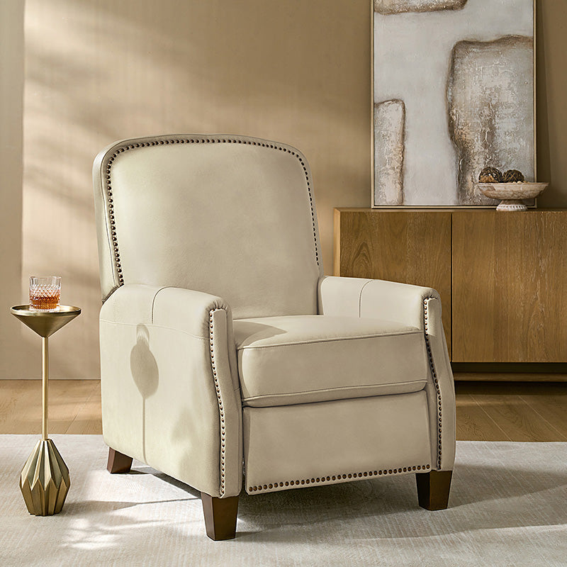 Claudia Genuine Leather Cigar Glider Recliner Chair - Premium Leather Rocking Recliner for Living Room, Nursery & Relaxation | Comfortable Gliding Motion for Nursing Mothers & Seniors