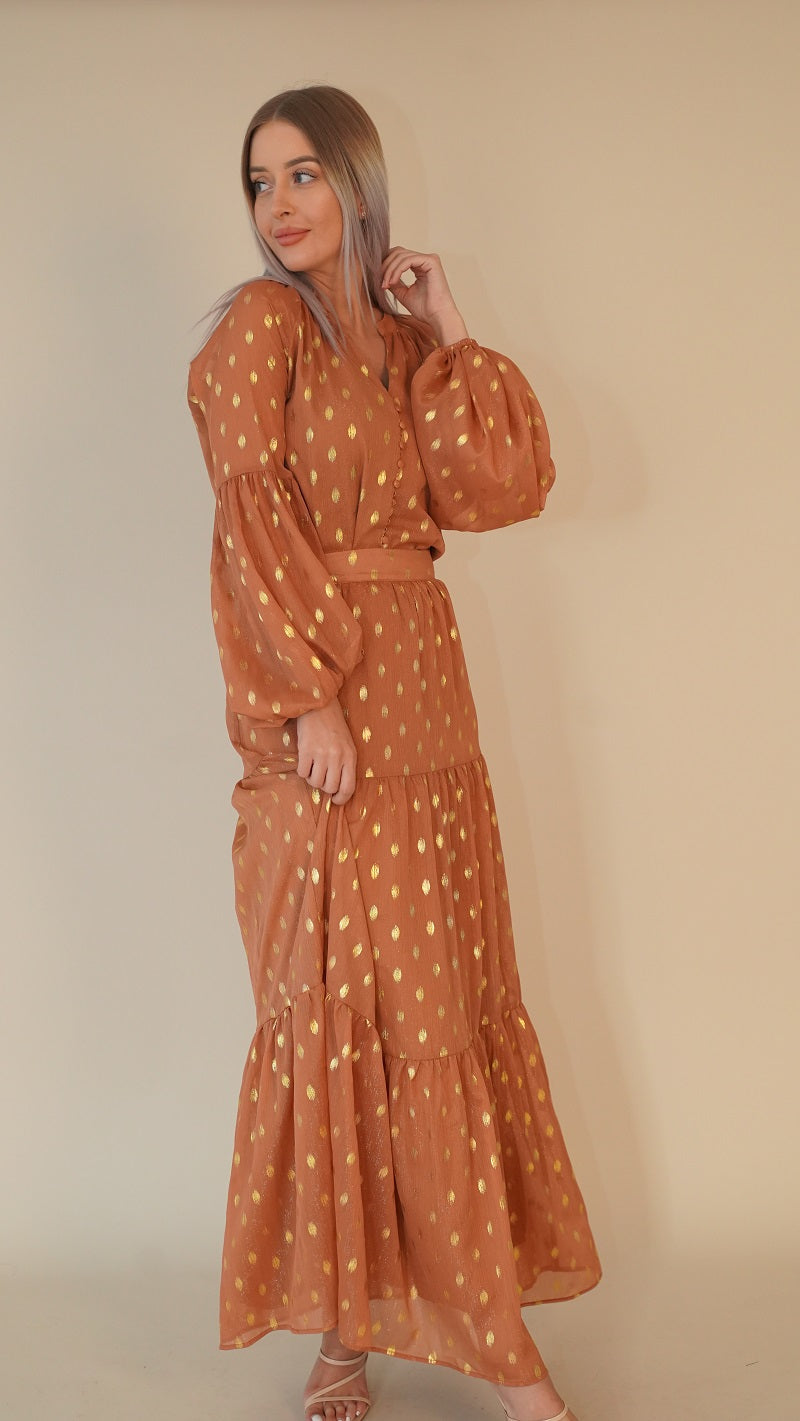 Elegant Gold Skirt for Women - A-Line Midi Skirt with Pockets, Party & Evening Wear, Perfect for Weddings, Dates & Special Occasions