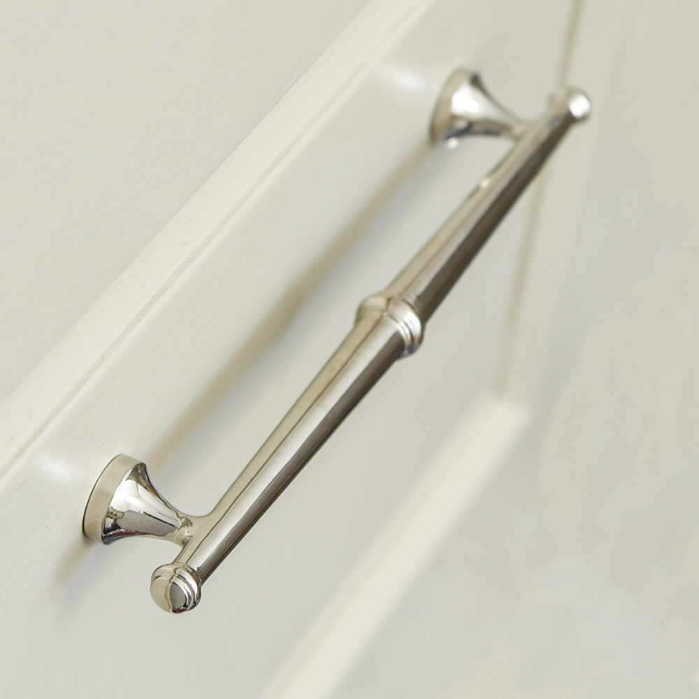 Polished Nickel Regency Pull Handle - Elegant Cabinet & Drawer Hardware for Kitchen & Bathroom Renovation