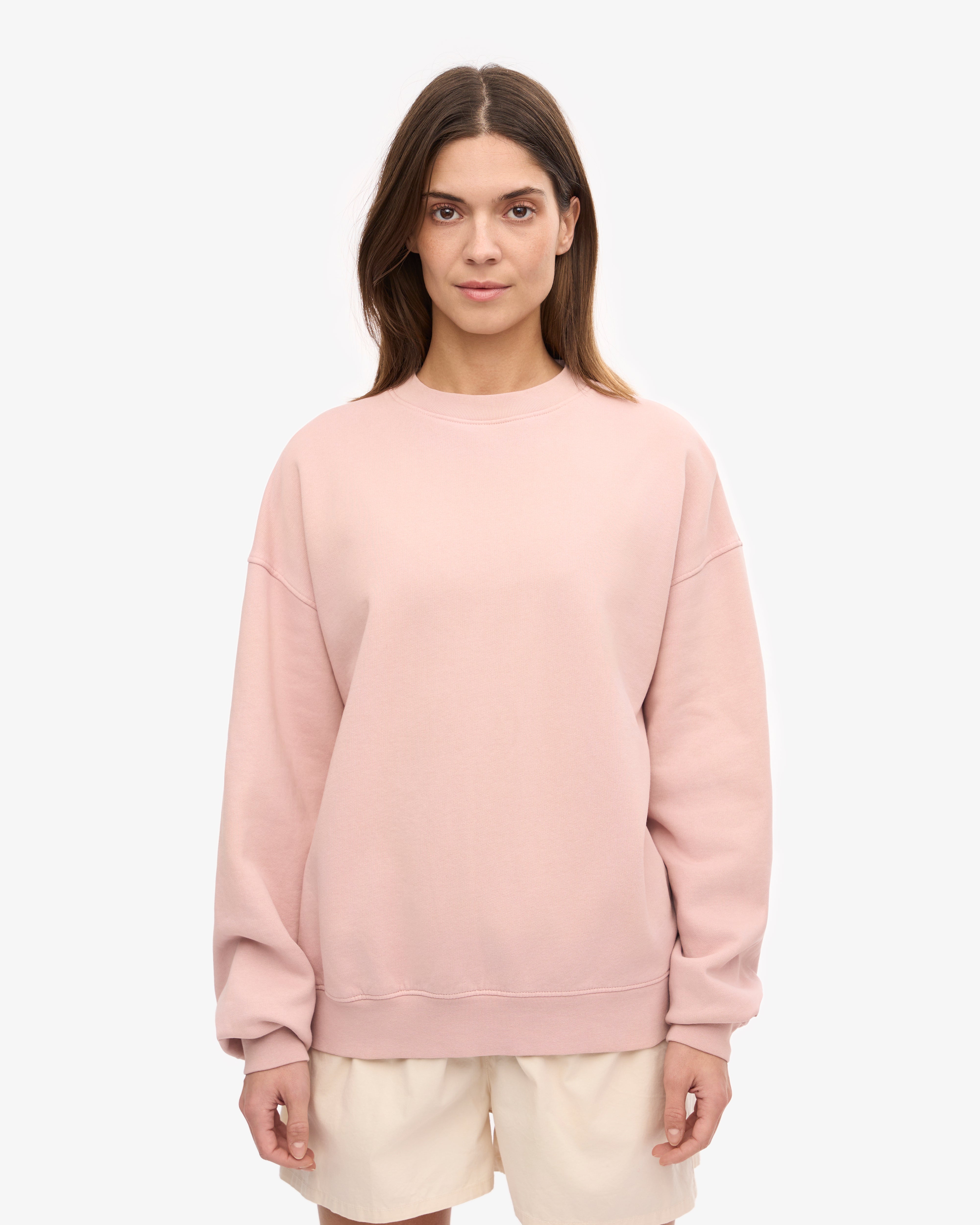 Organic Oversized Crewneck Sweatshirt - Faded Pink | Soft & Comfortable Unisex Pullover for Casual Wear, Lounge & Street Style