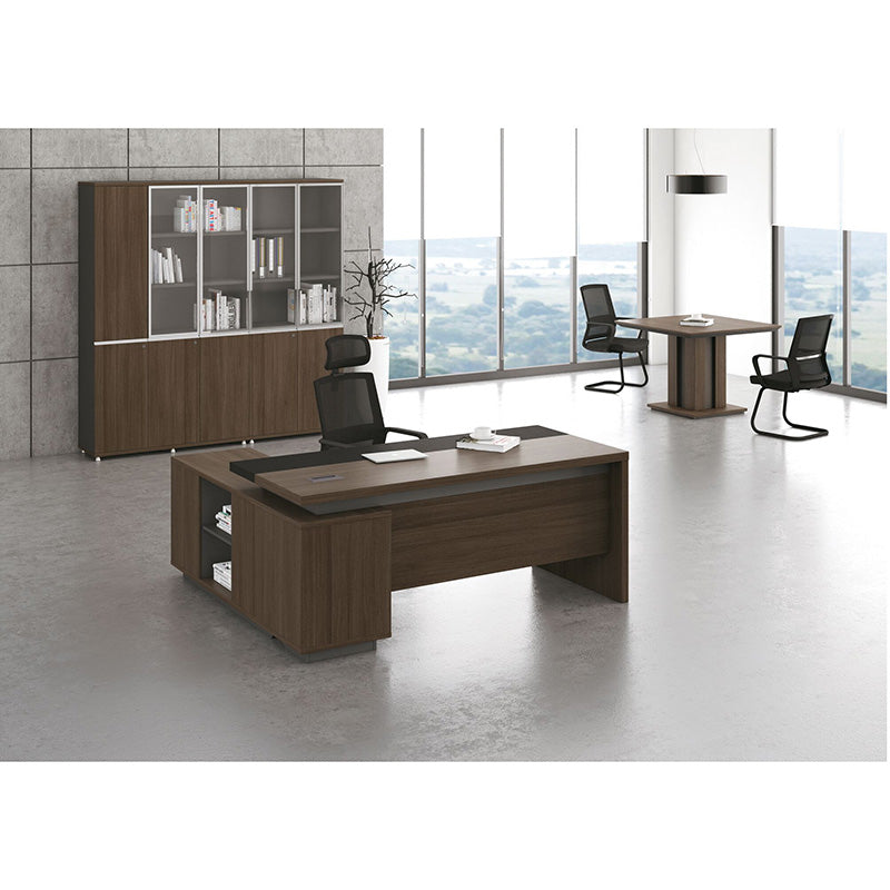 CARTER 2 Door Bookcase Display Unit - 80cm Coffee Grey - Perfect for Living Room, Office, or Bedroom Storage & Organization
