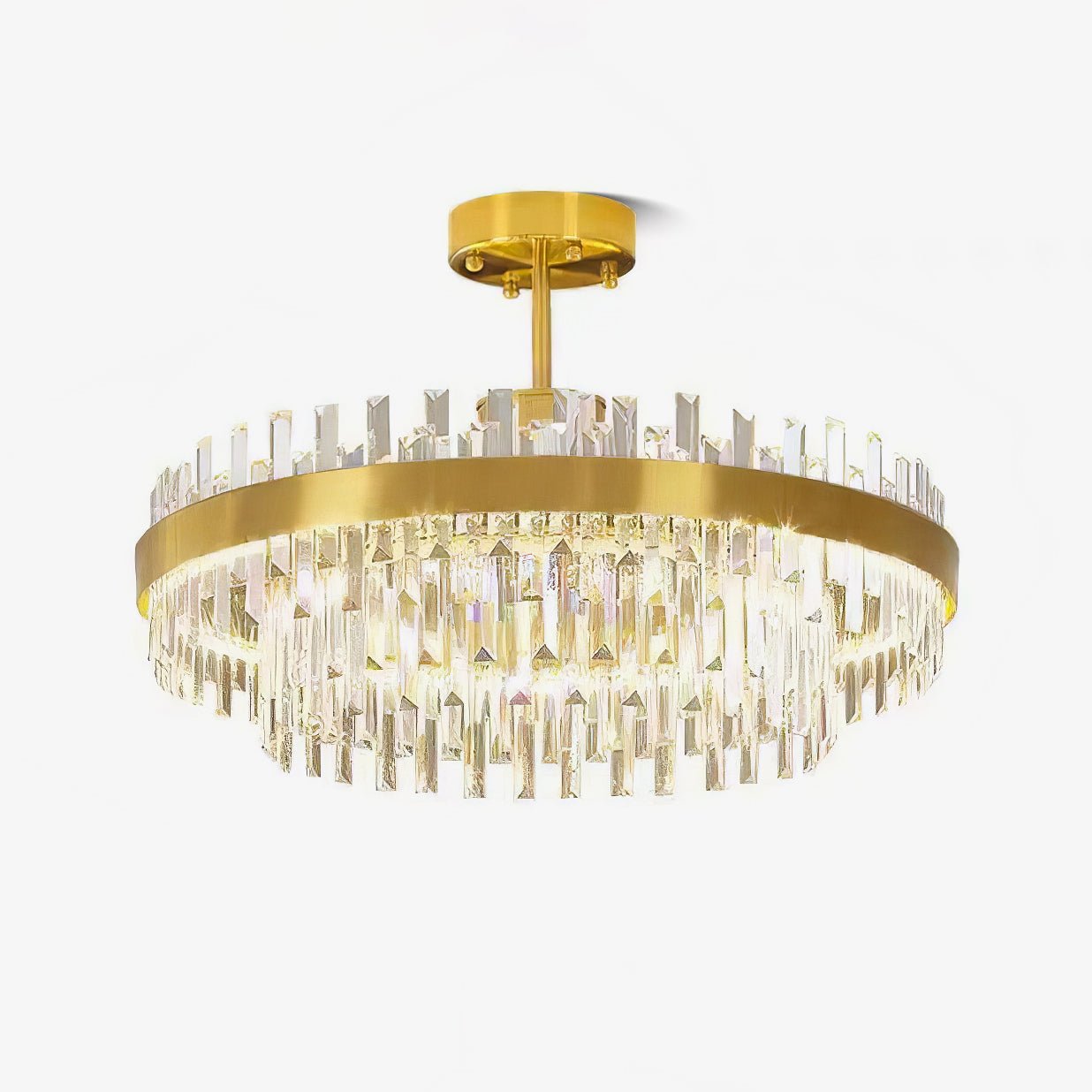 Elegant Drum Glass Chandelier - Modern Crystal Ceiling Light Fixture for Dining Room, Bedroom & Living Room Decor