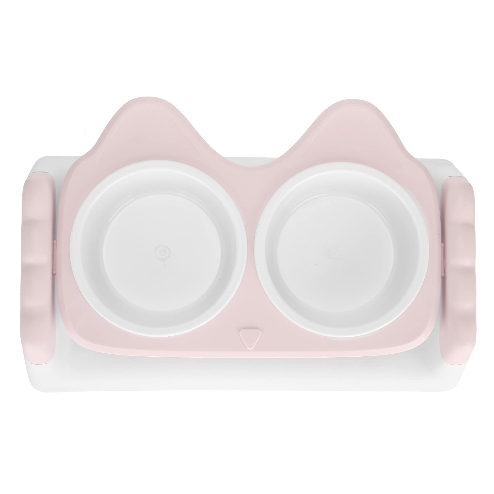 Raised Adjustable Double Cat Food and Water Bowls with Stand - Non-Slip Plastic Elevated Pet Dish for Wet Food, Dry Food & Snacks (Pink) - Perfect for Kittens, Adult Cats & Multi-Cat Households