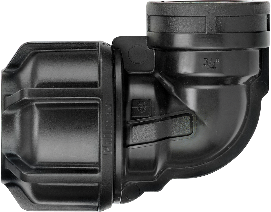 Philmac Compression 90° Service Elbow IPS OD PE FNPT - Durable Plumbing Fitting for Irrigation, Water Supply & Industrial Piping Systems