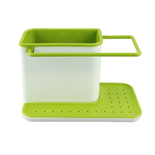 JAPP 3-in-1 Kitchen Sink Organizer Holder for Dish Soap, Sponge, Brush & Cleaning Supplies - Space Saving Under Sink Storage Solution for Kitchen, Bathroom & Laundry Room Organization