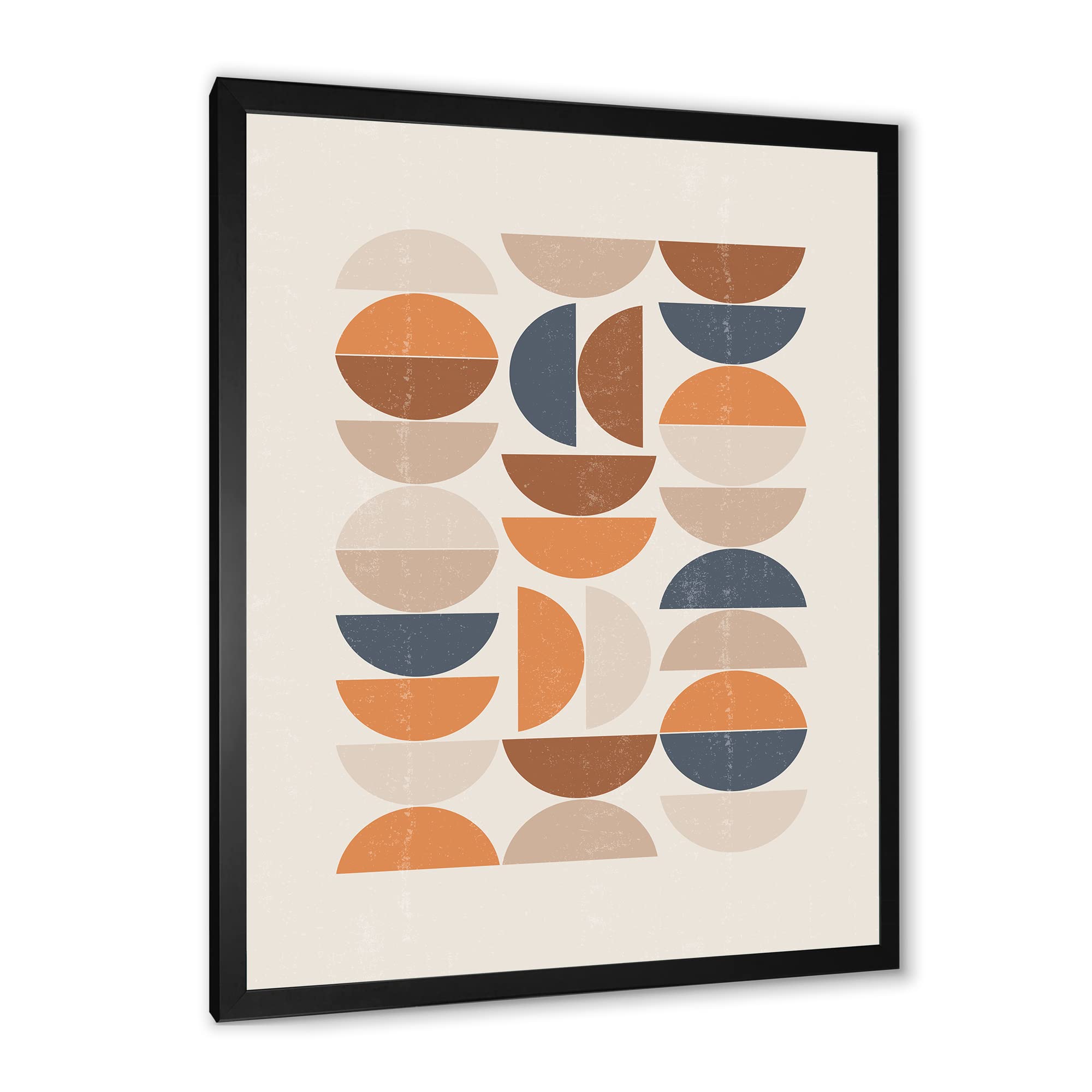 DesignQ Abstract Sun and Moon Modern Framed Wall Art - Blue & Orange Contemporary Home Decor for Living Room, Bedroom & Office