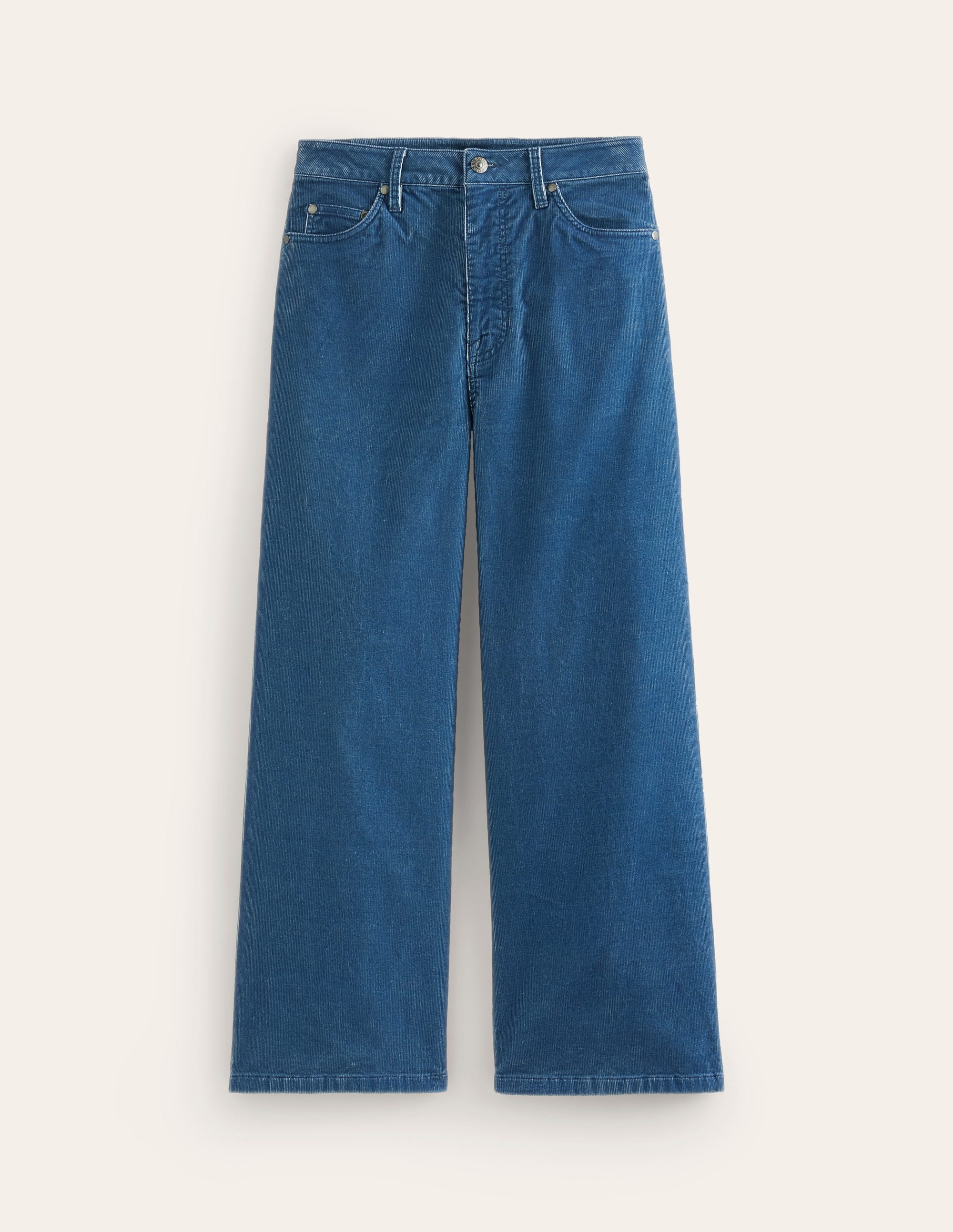 5-Pocket Cropped Denim Jeans for Women - High Waist Stretch Cord Pants in Classic Blue | Perfect for Casual Wear, Outfits & Street Style