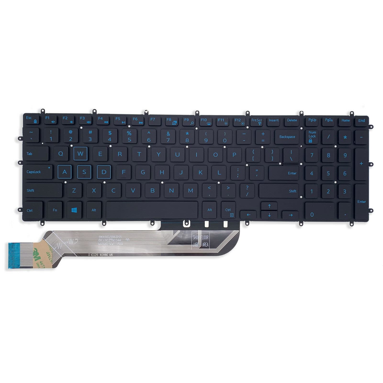 Dell Inspiron 15 Gaming Backlit Keyboard - Blue LED for 5565/5567/7566/7567 Models | Perfect for Night Gaming