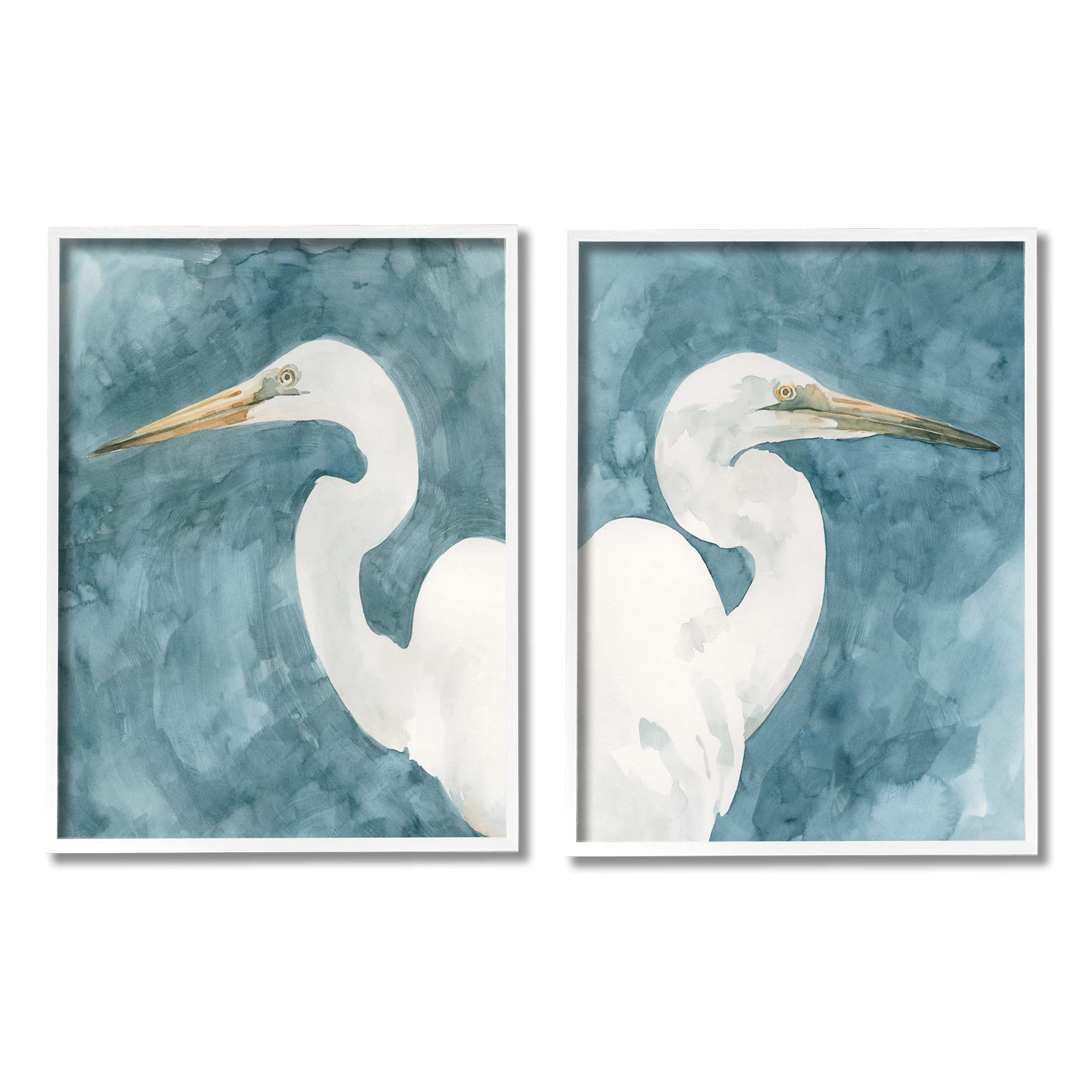 Stupell Industries Nautical Cranes & Bird Portraits Abstract Blue Sky Framed Wall Art Set - 2pc, 16 x 20 Each, Designed by Emma Caroline White | Perfect for Coastal, Beach House & Modern Home Decor