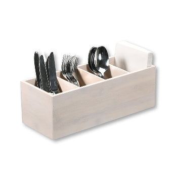 Premium White Bamboo Cutlery Box - Eco-Friendly Utensil Holder for Kitchen, Dining, and Travel - Perfect for Home, Camping, and Picnics