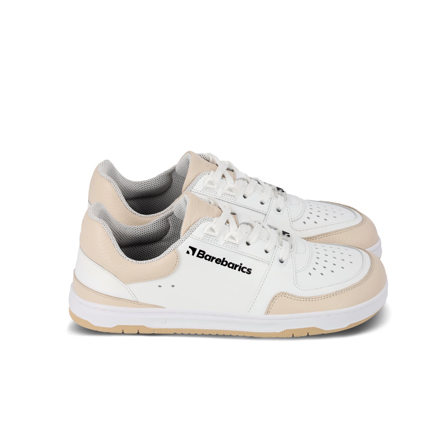 Barefoot Sneakers Barebarics Wave - White & Beige | Minimalist Zero Drop Shoes for Running, Walking & Gym | Lightweight & Flexible Barefoot Design
