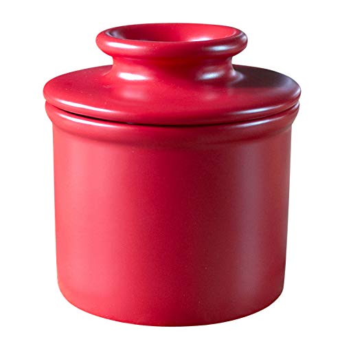 Original Butter Bell Crock by L Tremain - French Ceramic Butter Dish for Spreadable Butter, Classic Retro Matte Finish, Lipstick Red - Perfect for Kitchens, Dining Tables & Breakfast Countertops