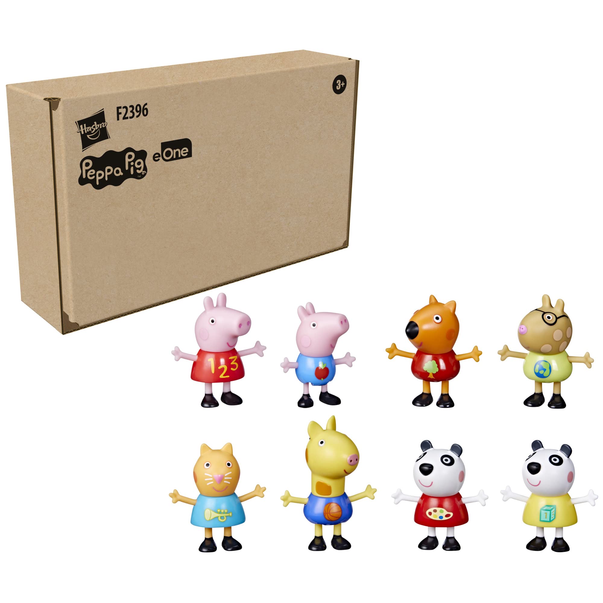 Peppa Pig School Classroom Toy Figures 8-Pack - Peppa Pig, George Pig, Peggi Panda, Candy Cat & More - Educational Playset for Kids Ages 3+ - Perfect for Preschool Learning, Role Play & Back to School Gifts (Amazon Exclusive)