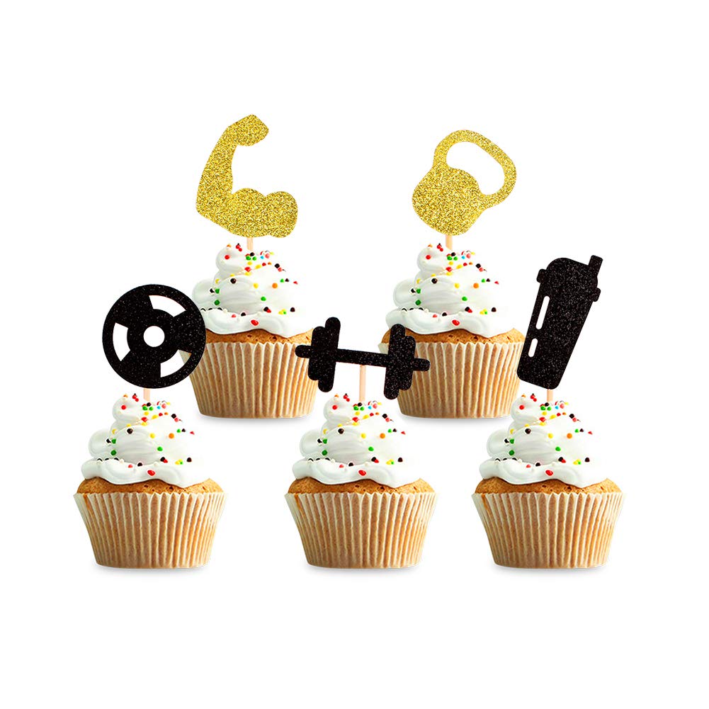 30PCS Gym Theme Cupcake Toppers - Weight Lifting & Fitness Themed Birthday Party Decorations - Perfect for Workout Parties, Bodybuilding Celebrations & Gym-Inspired Events