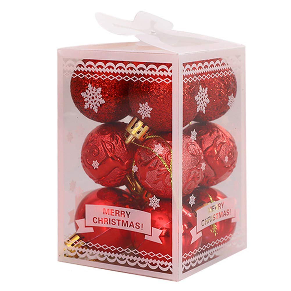 12pcs 4cm Shatterproof Christmas Tree Ornament Balls - Red Hanging Decorative Pendants for Xmas Tree Decorations | Holiday Party, Home, Office & Outdoor Decor