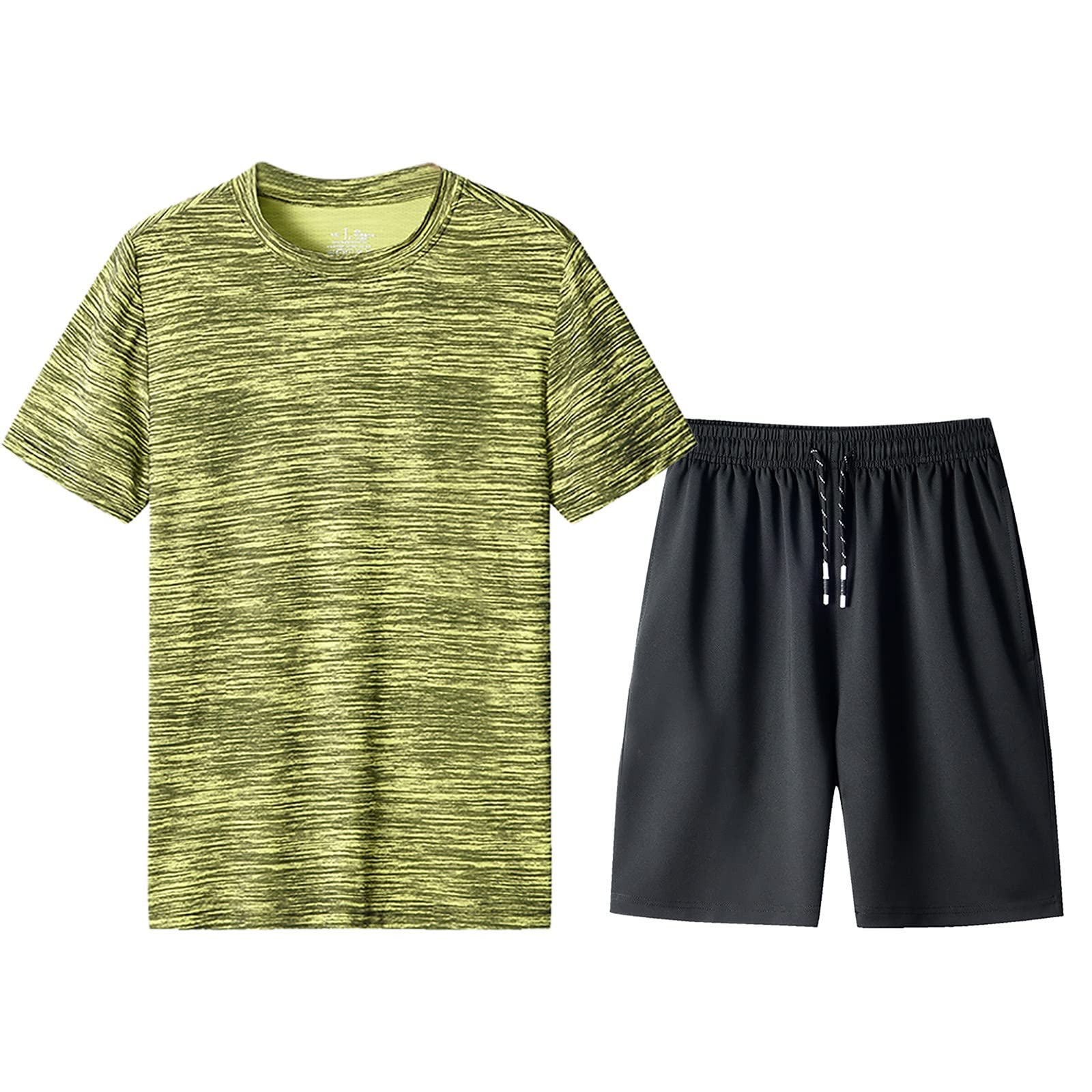 **Men's Track Suits Set - Loose Fit Solid Color Spring Outfits with Crew Neck Henley T-Shirts | DryBlend Comfort for Barbecue, Halloween & Casual Wear**