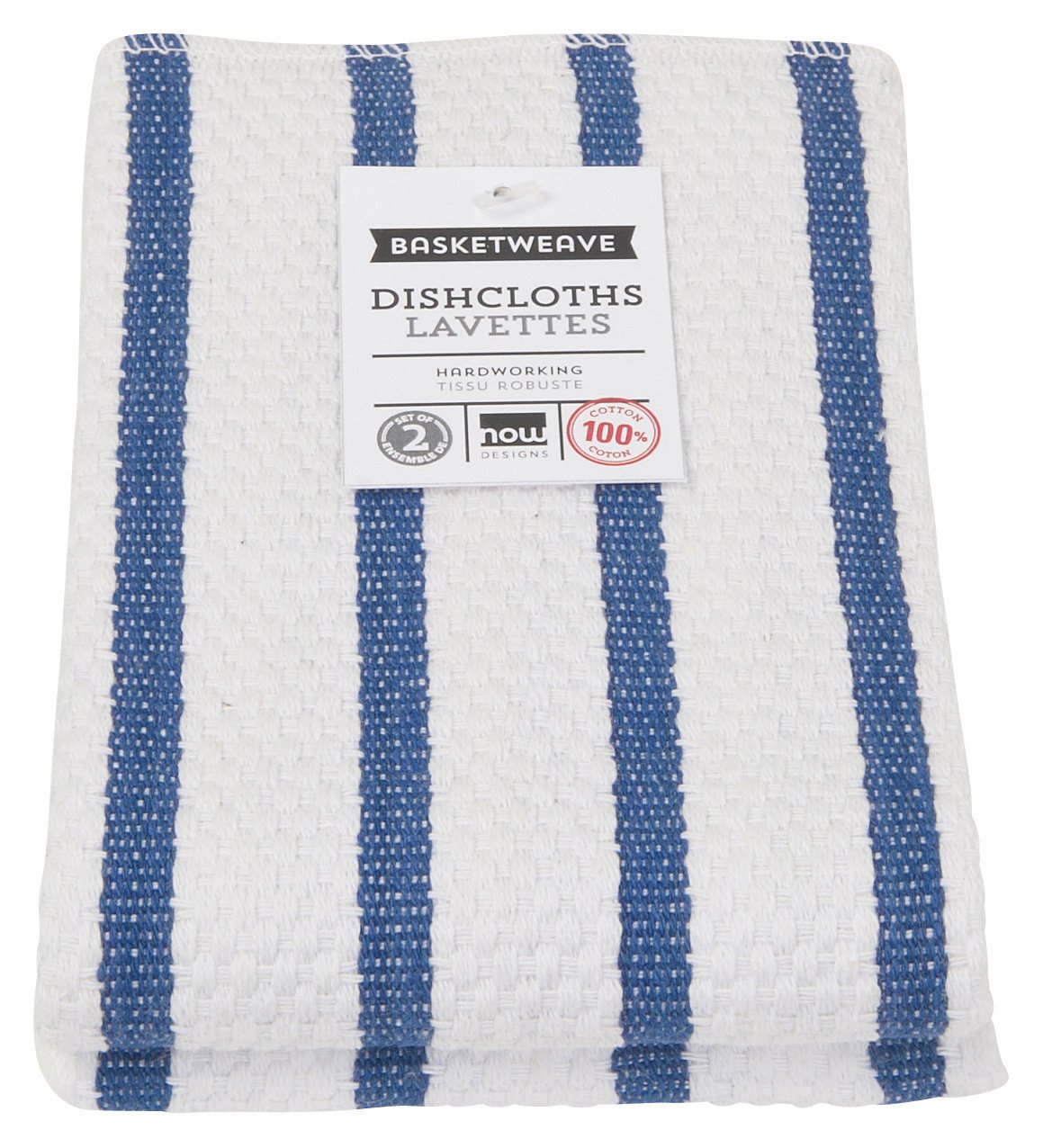 Now Designs Basketweave Kitchen Dishcloth Set of 2 - Premium Absorbent Royal Blue Cotton Dish Towels for Washing Dishes, Cleaning Countertops & Kitchen Decor